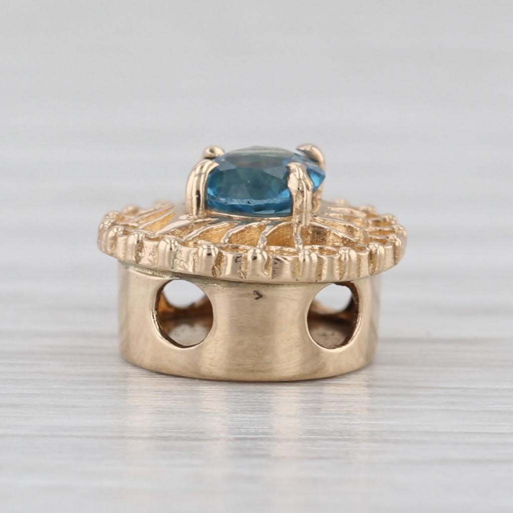 0.45ct Round Blue Topaz Solitaire Slide Bracelet Charm 14k Gold Richard Glatter