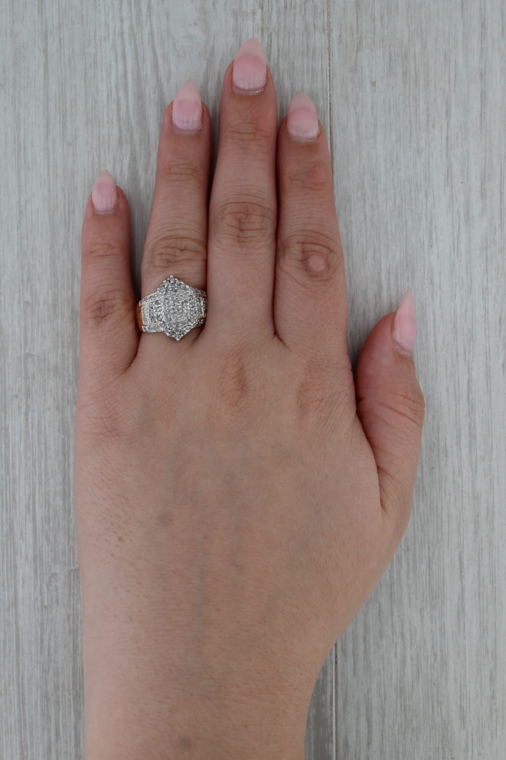 0.36ctw Pave Diamond Cluster Ring 10k Yellow Gold Size 7.75