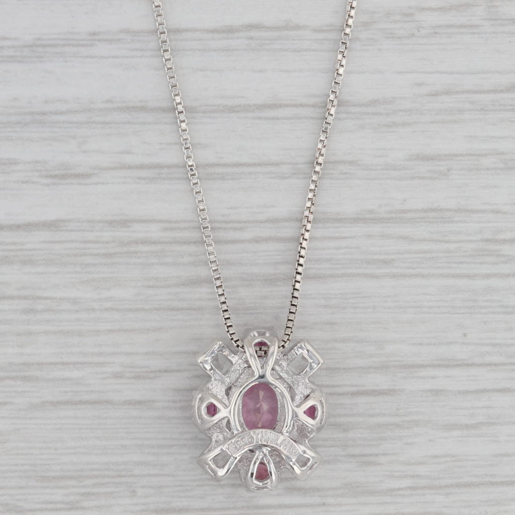 Gray 1.78ctw Pink Mystic & White Topaz Garnet Pendant Sterling Silver 18" Box Chain