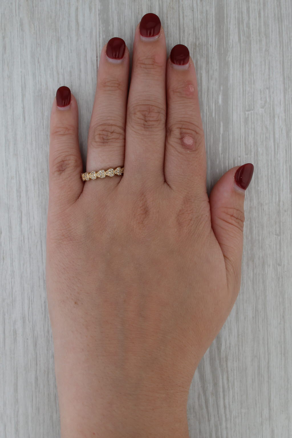 0.30ctw Diamond Hearts Ring 18k Yellow Gold Stackable Wedding Band Size 7.75