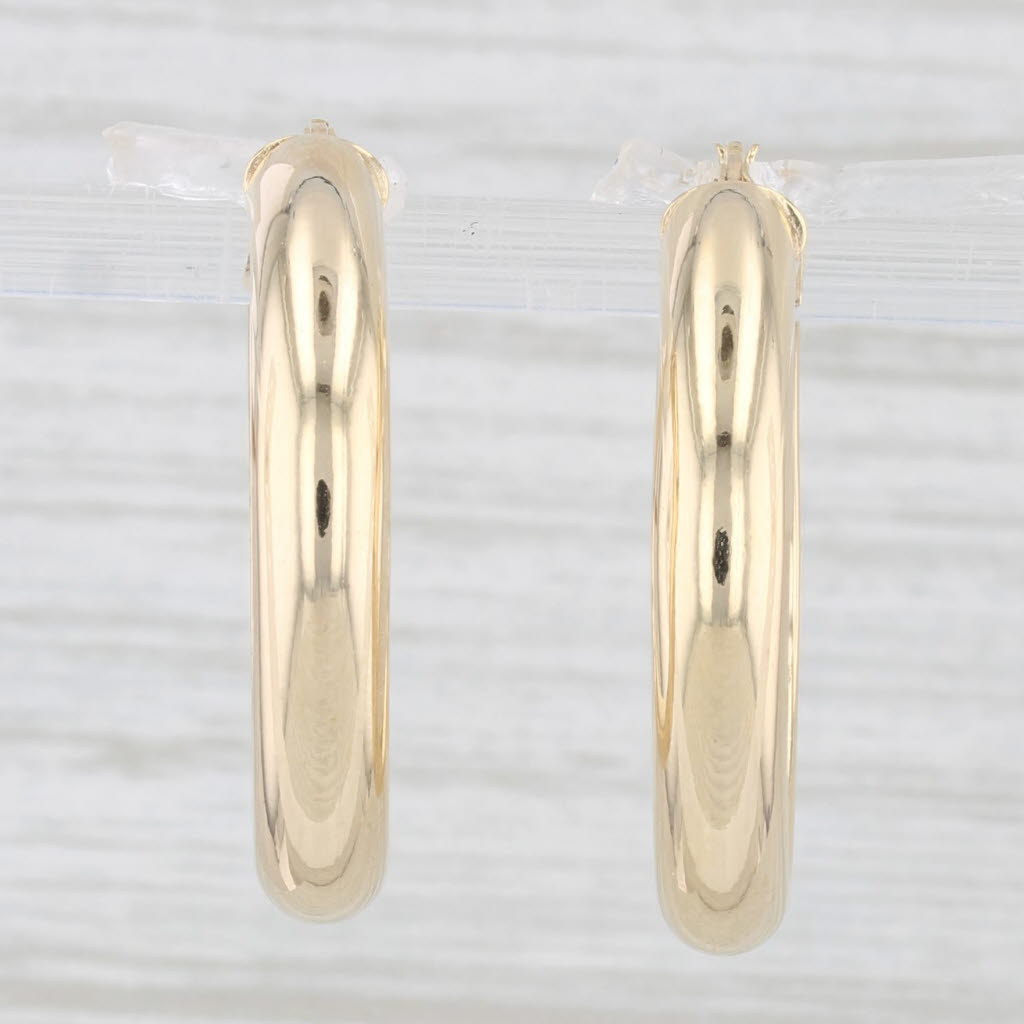 Light Gray New Square Hoop Earrings 14k Yellow Gold Snap Top Pierced Oval Hoops