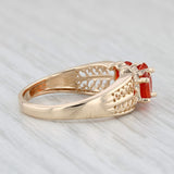1.10ctw Orange Fire Opal Ring 14k Yellow Gold Size 8 Oval 3-Stone