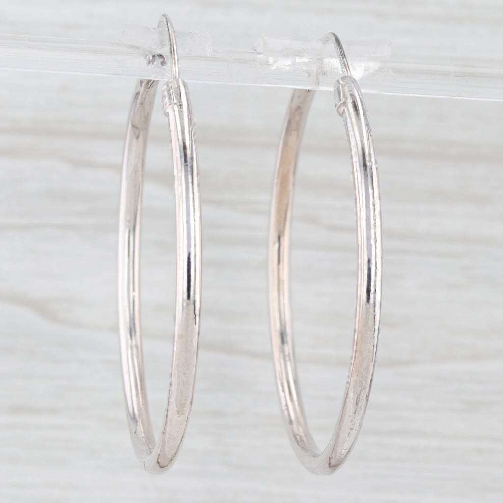 Light Gray Large Hoop Earrings Sterling Silver 50x2.7mm Tube Clasp