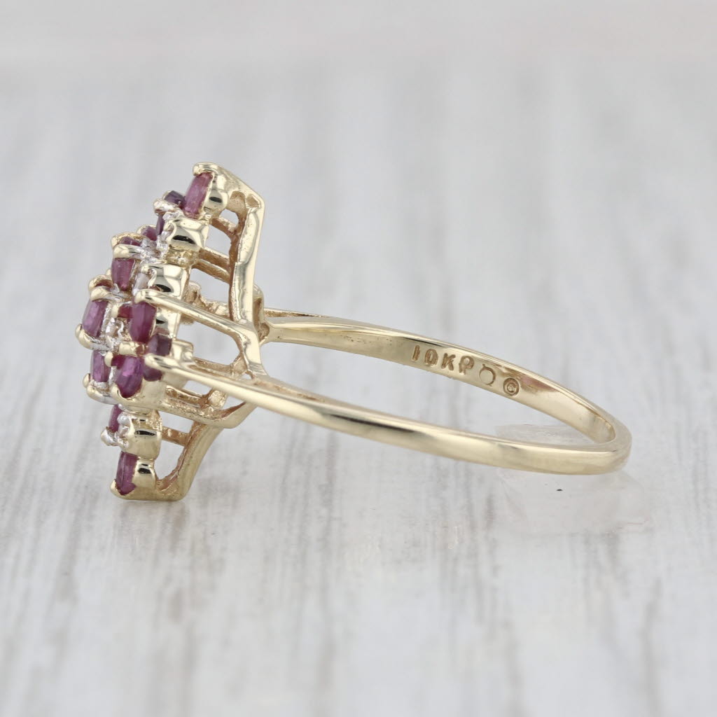 1.24ctw Pink Sapphire Diamond Cluster Ring 10k Yellow Gold Size 8