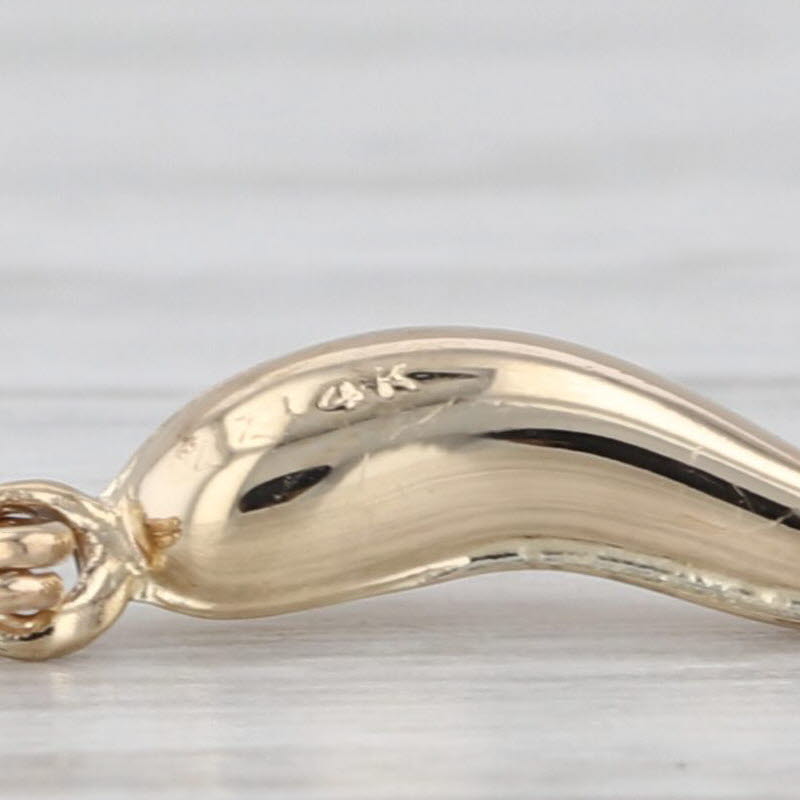 Small Italian Horn Pendant 14k Yellow Gold Good Luck Talisman Charm