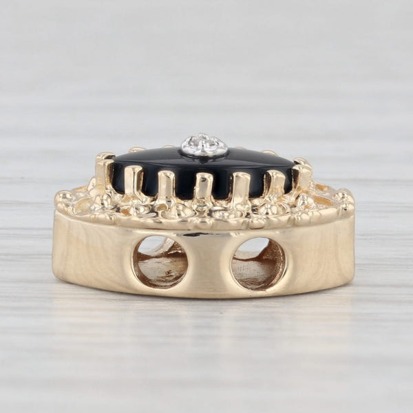 Light Gray Richard Klein Onyx Diamond Slide Bracelet Charm 14k Yellow Gold Vintage