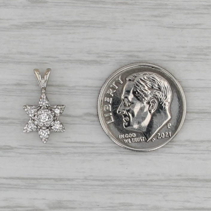 Small Diamond Cluster Star Pendant 14k White Gold