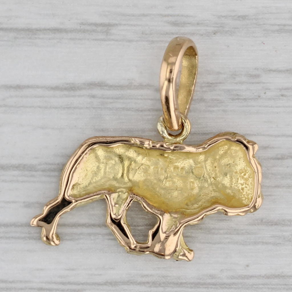 Gray Kabana Lion Pendant Charm 18k Yellow Gold Animal Jewelry
