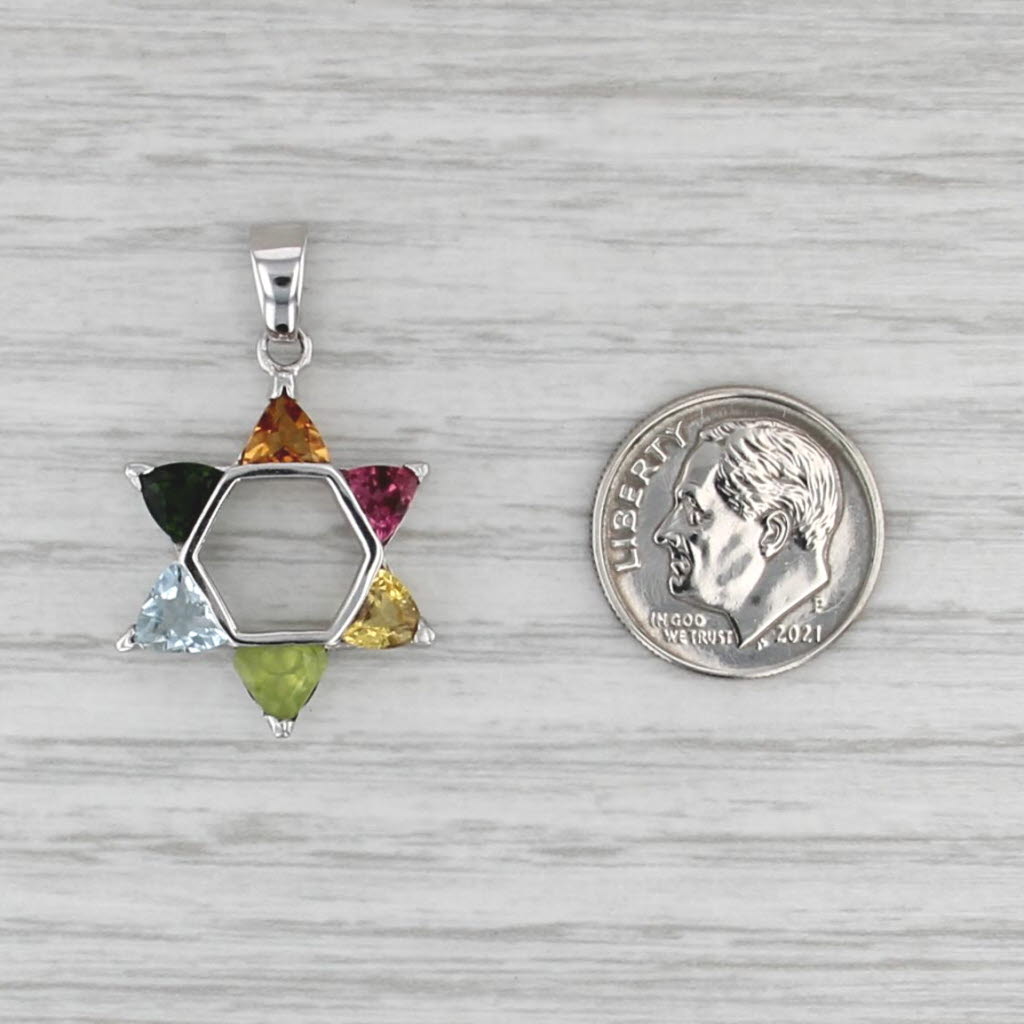 Gemstone Star Pendant 14k Gold Citrine Tourmaline Aquamarine Peridot Sapphire