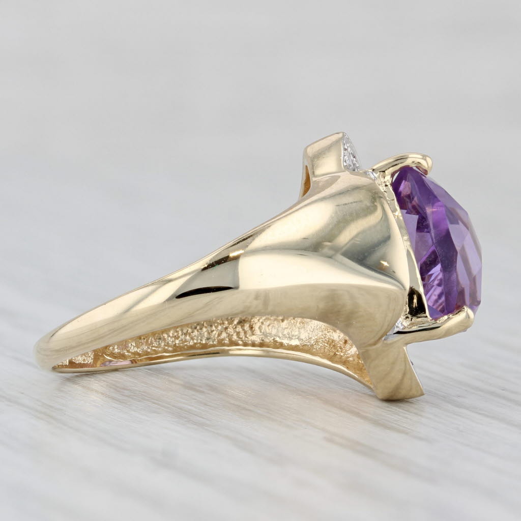 Light Gray 3.65ctw Amethyst Diamond Ring 14k Yellow Gold Size 6.25 Cocktail