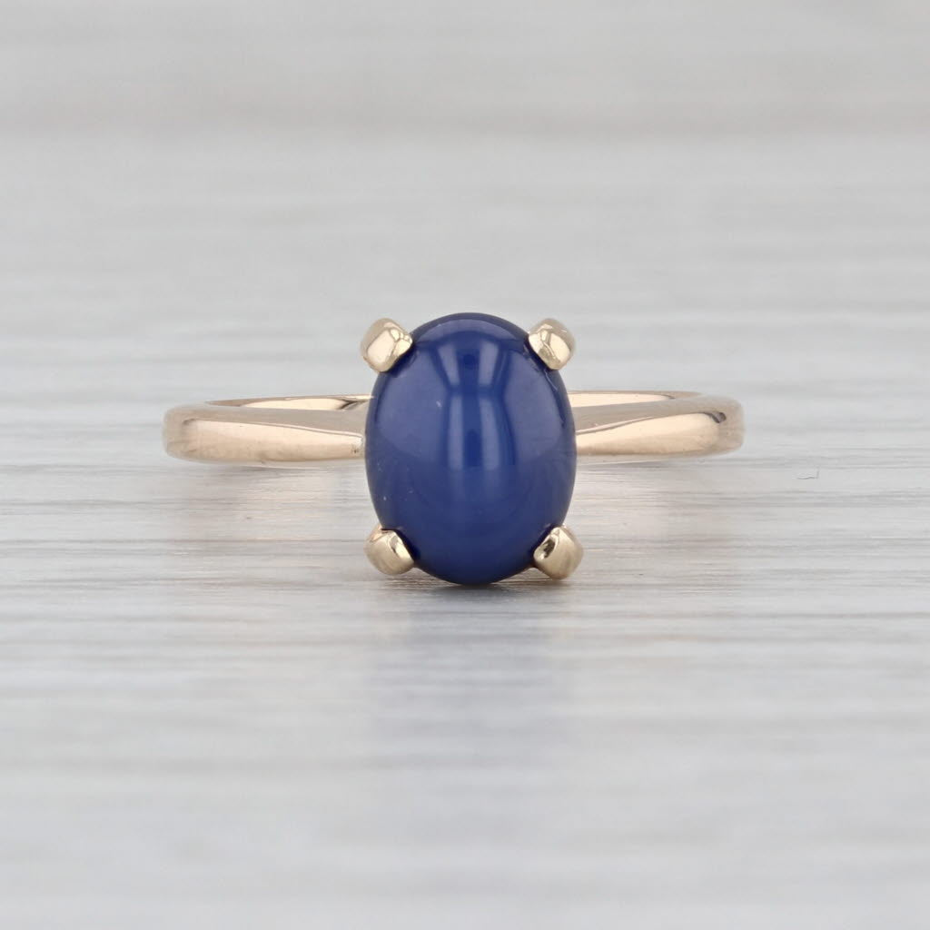 Linde Lab Created Star Sapphire Ring 14k Yellow Gold Size 5.75 Oval Cabochon