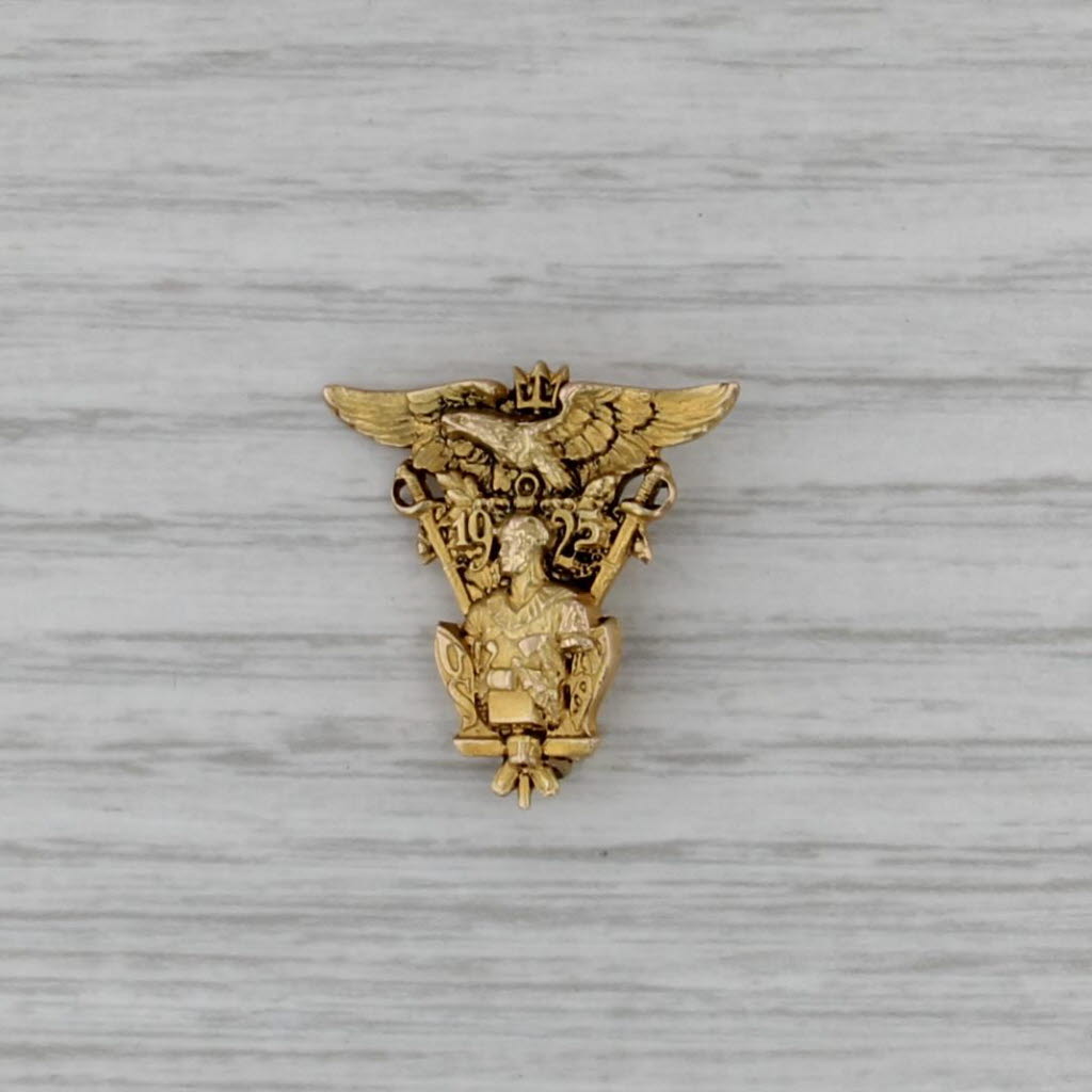 USNA 1925 Naval Academy Pin 14k Gold Figural Eagle Signet Antique Military