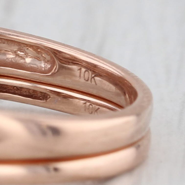 0.39ctw Diamond Halo Engagement Ring Wedding Band 10k Rose Gold Size 7 Bridal
