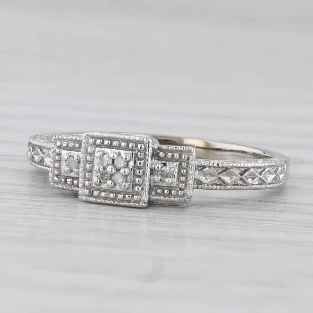 Light Gray Diamond Ring 10k White Gold Size 7 Engagement Style