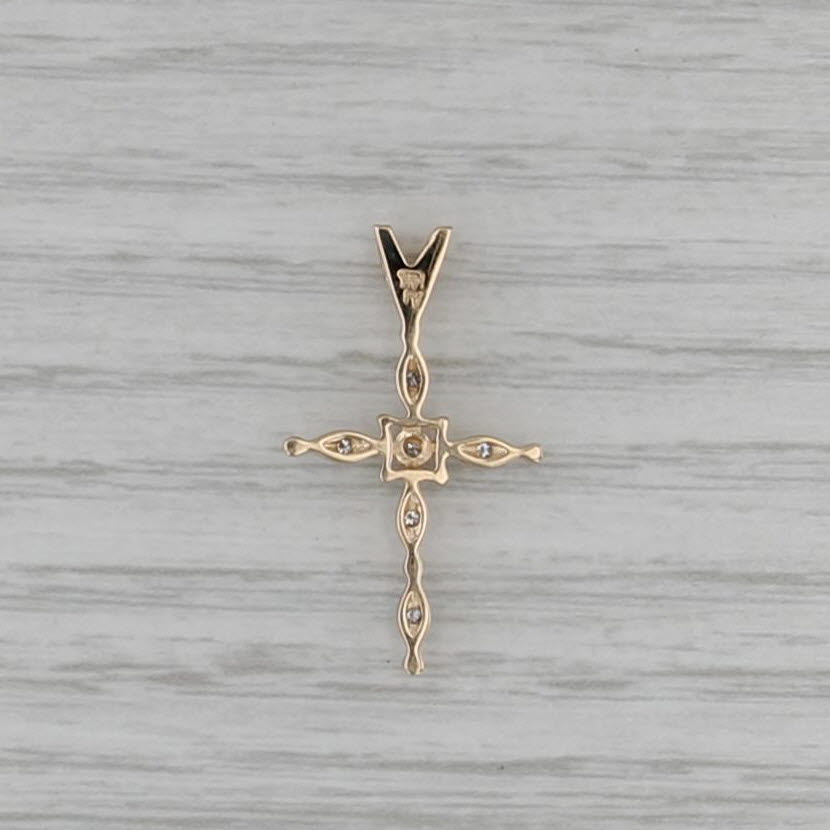 Diamond Accented Cross Pendant 14k Yellow Gold