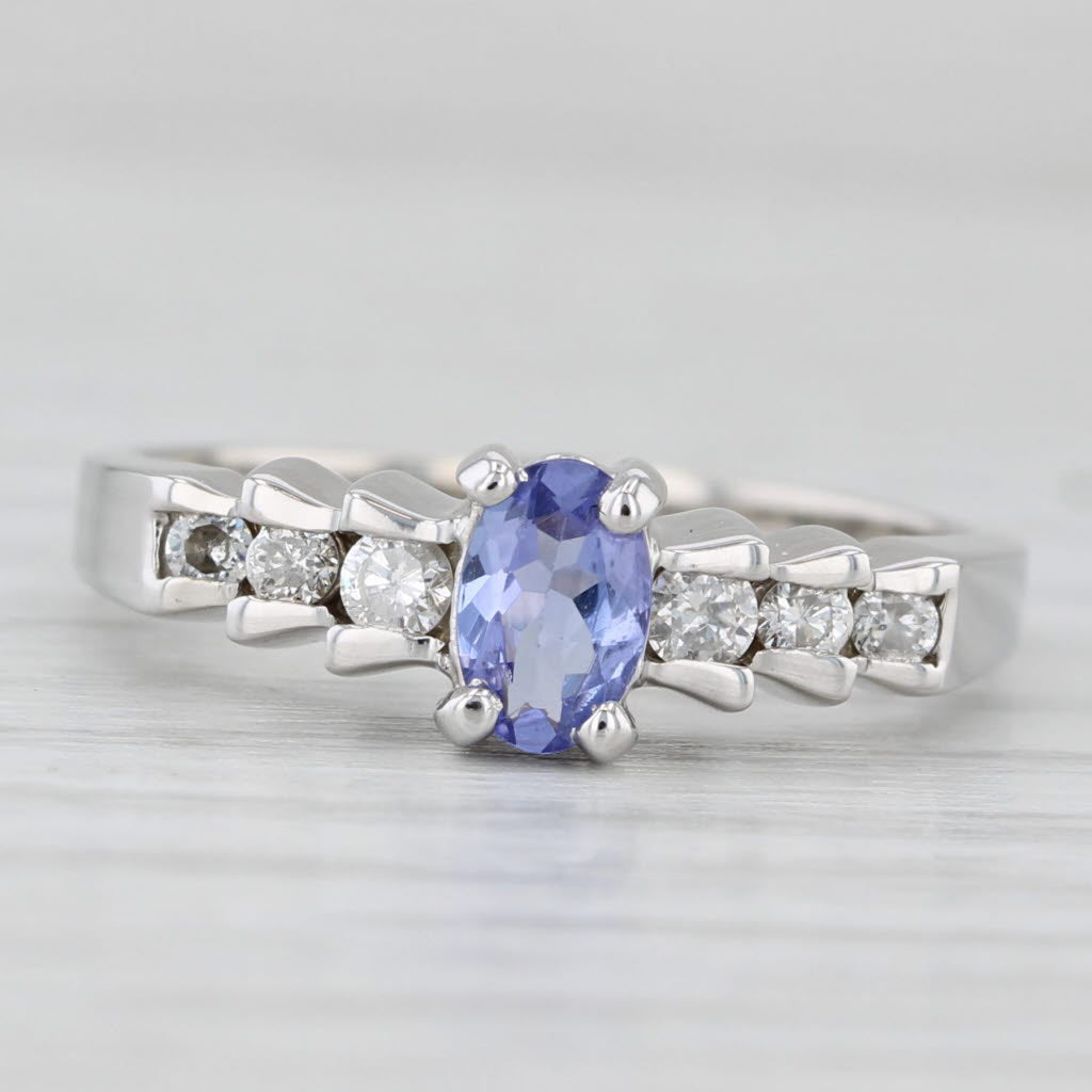 Light Gray 0.65ctw Tanzanite Diamond Ring 14k White Gold Size 7