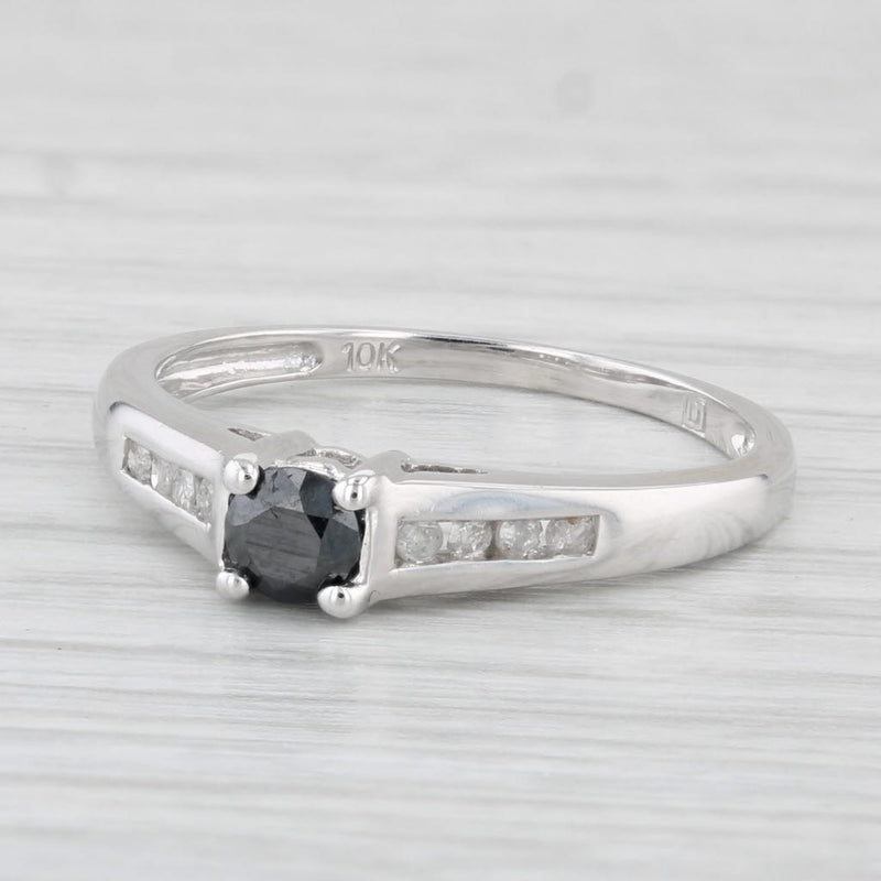 0.33ctw Black White Diamond Ring 10k White Gold Size 7.25 Engagement