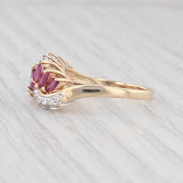 1.23ctw Ruby Diamond Cluster Ring 14k Yellow Gold Size 8