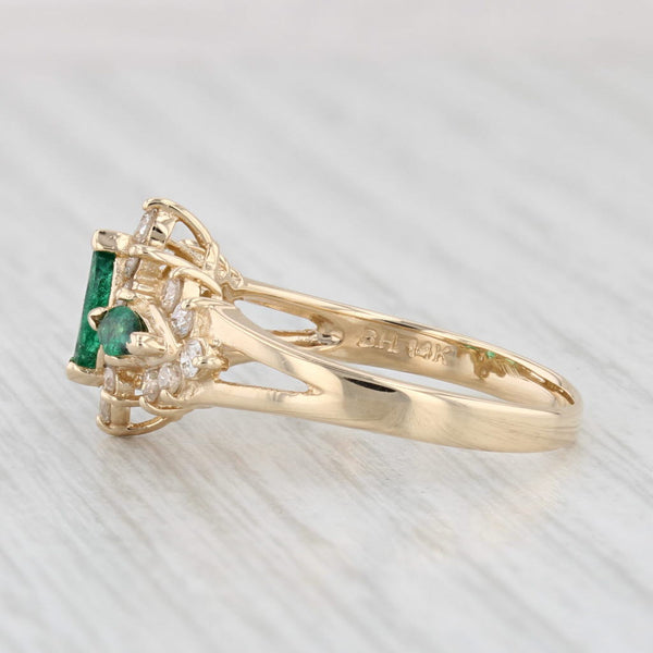 Light Gray 0.96ctw Marquise Emerald Diamond Ring 14k Yellow Gold Size 7.5