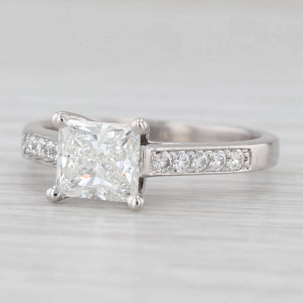Light Gray 1.30ctw Diamond Engagement Ring Platinum VS1 H GIA Size 6 Cathedral Band