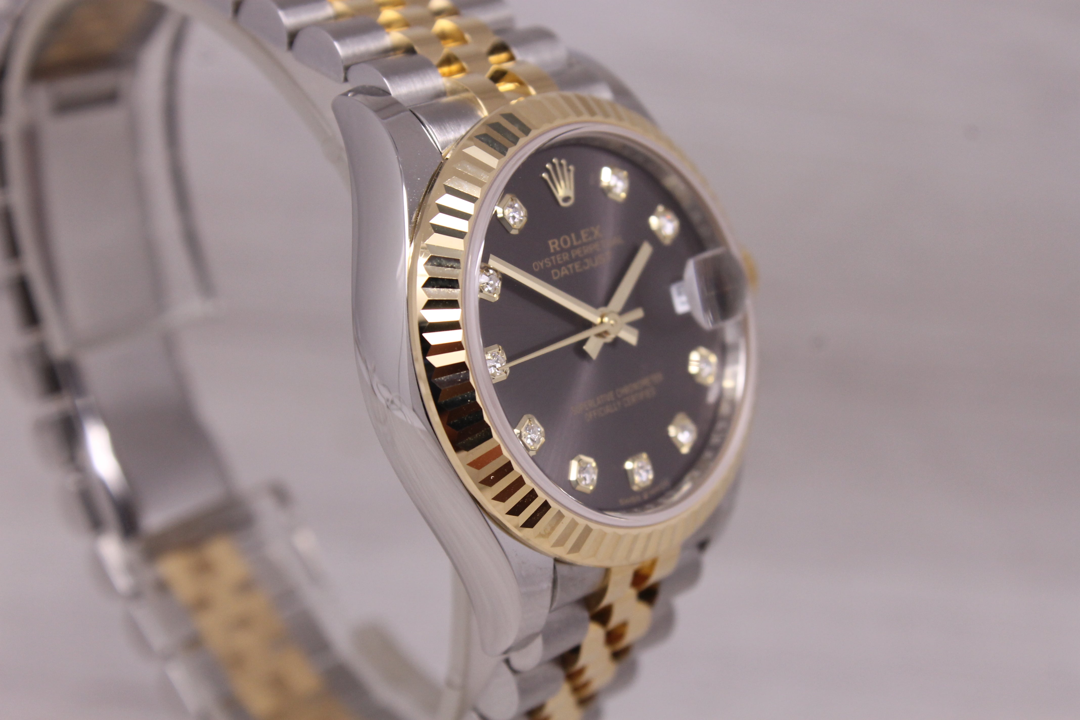 2026 Rolex Datejust 31mm 278273 18k Steel Gold Watch Grey Diamond Dial Box Card