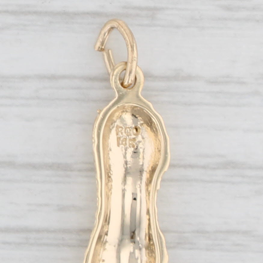 Light Gray Vintage Peanut Charm 14k Yellow Gold Pendant