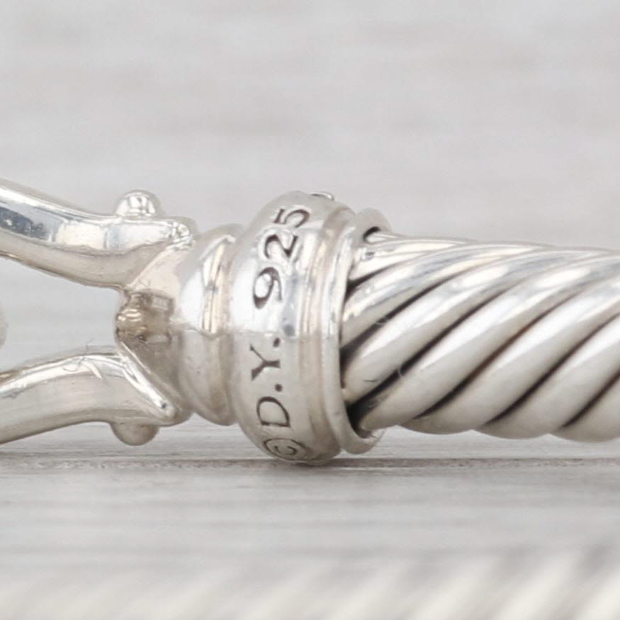 David Yurman Cable Hook Bangle Bracelet Diamond Sterling Silver 6.5" 5mm