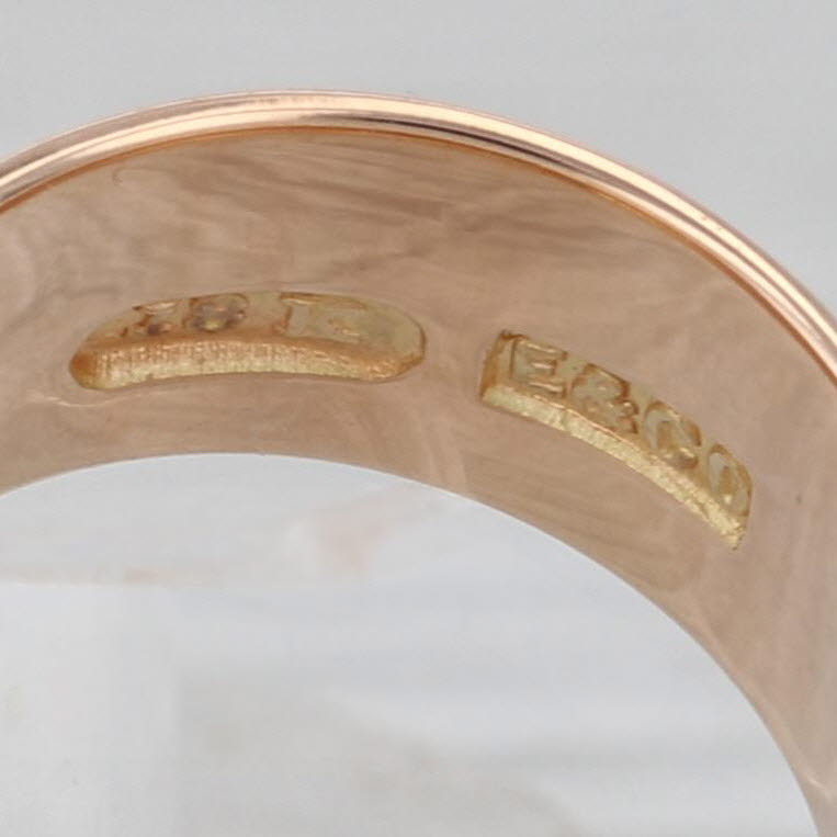 E & Co Antique Mizpah Ring 18k Rose Gold Small Wide Band Watchtower Hebrew