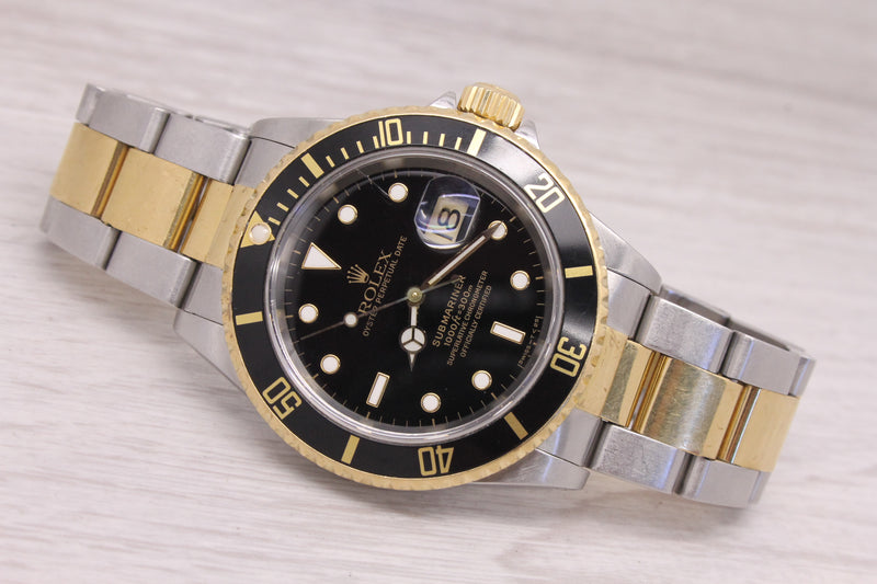 1997 Rolex Submariner 16613 Men 40mm Steel Automatic Diver Black Dial Box Papers