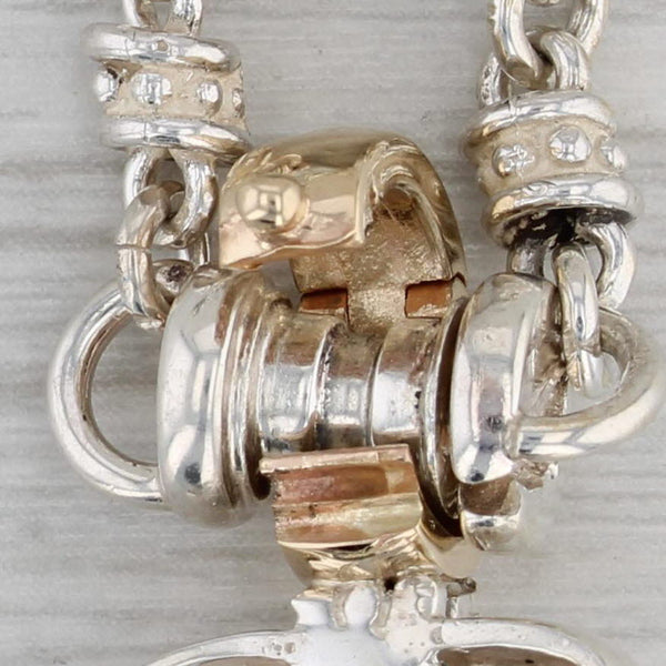 Gray Michael Dawkins Gemstone Pendant Necklace Sterling Silver 14k Gold 17.5"