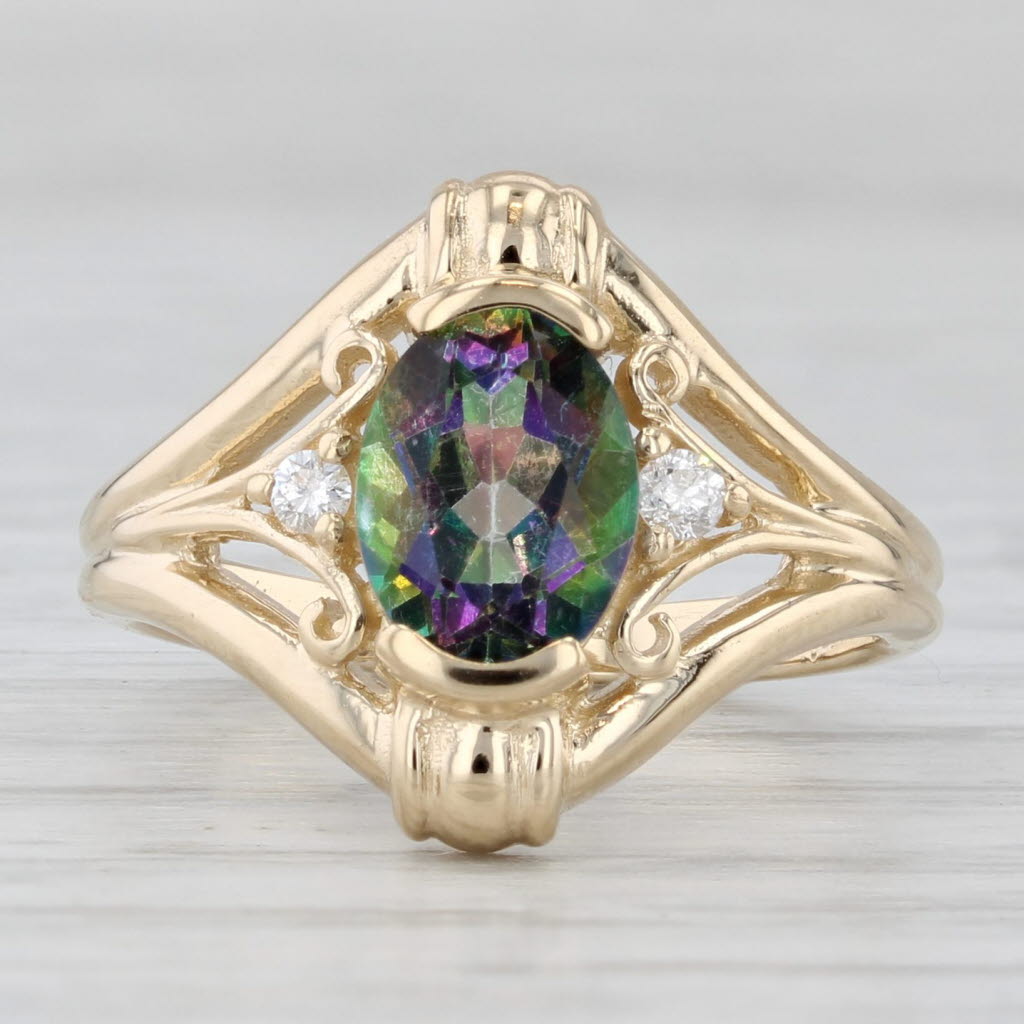 Light Gray 1.65ctw Mystic Topaz Diamond Ring 14k Yellow Gold Size 5