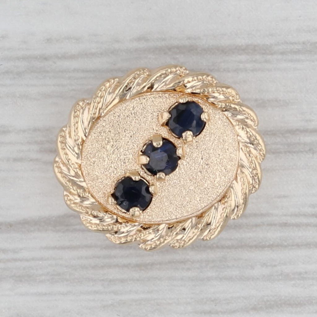 Gray 0.24ctw Blue Sapphire 3-Stone Slide Bracelet Charm 10k Yellow Gold Vintage
