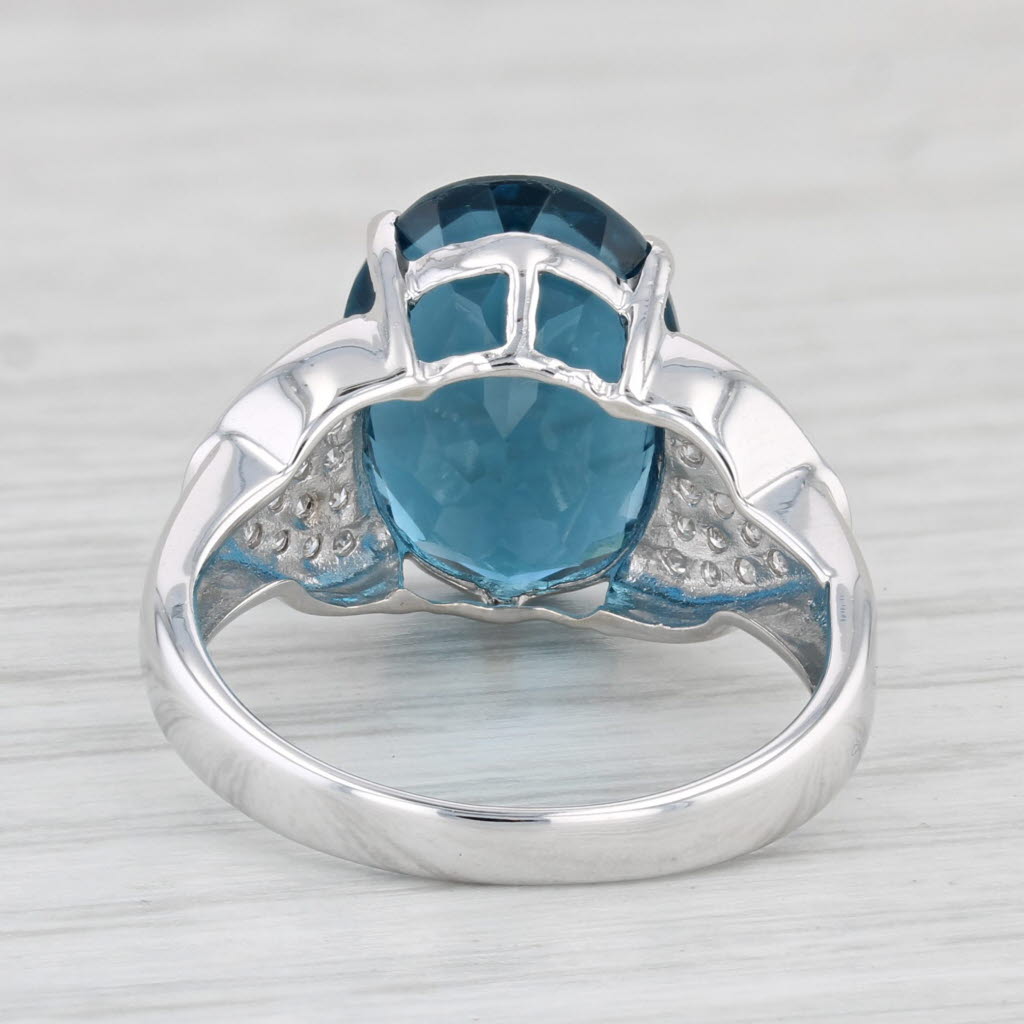 Light Gray 7.70ctw Oval London Blue Topaz Diamond Ring 14k White Gold Size 6.5