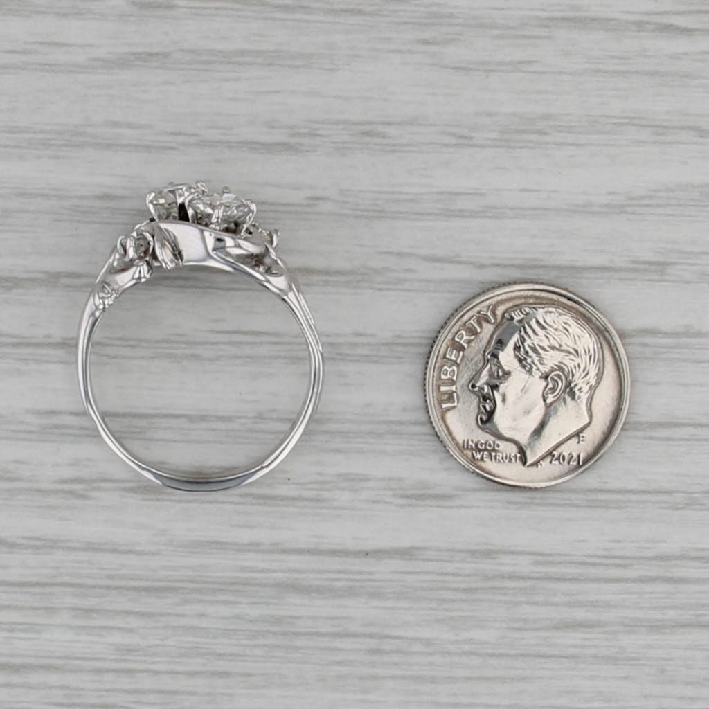 Vintage 0.86ctw Diamond Ring 14k White Gold Size 9 Anniversary