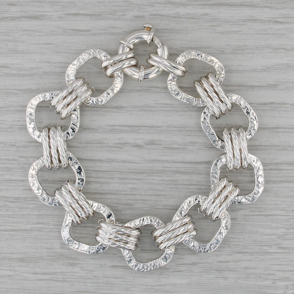 Cable Chain Statement Bracelet Sterling Silver 7" 17mm 925