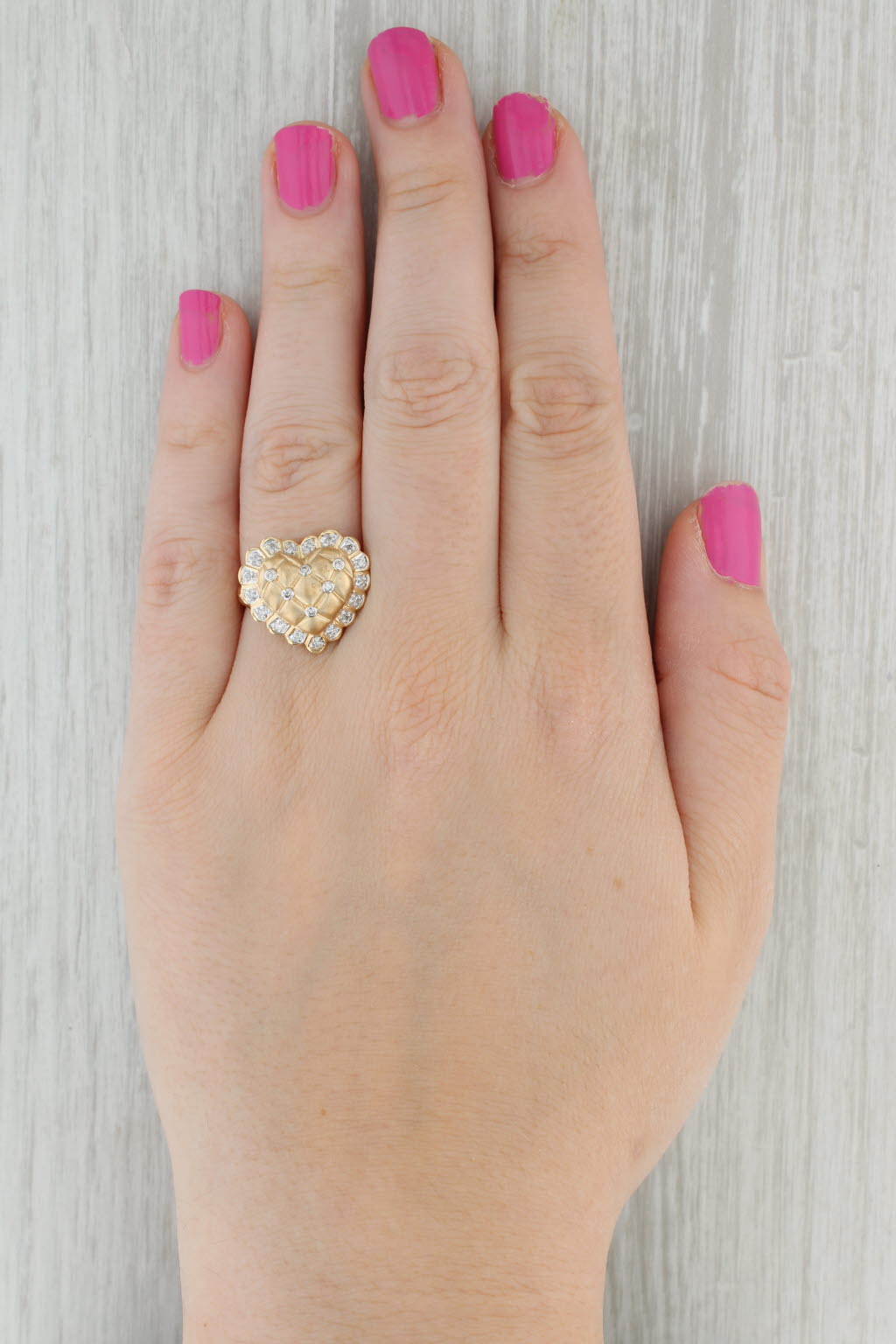Tan 0.50ctw Diamond Heart Ring 14k Yellow Gold Size 7.25 Cocktail