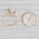 Light Gray Vintage Opal Marquise Cabochon Solitaire Ring 10k Yellow Gold Size 7.25