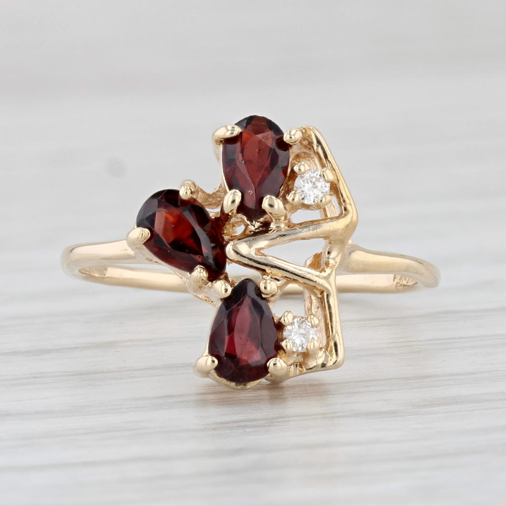 Light Gray 0.60ctw Garnet Diamond Ring 14k Yellow Gold Size 6.5