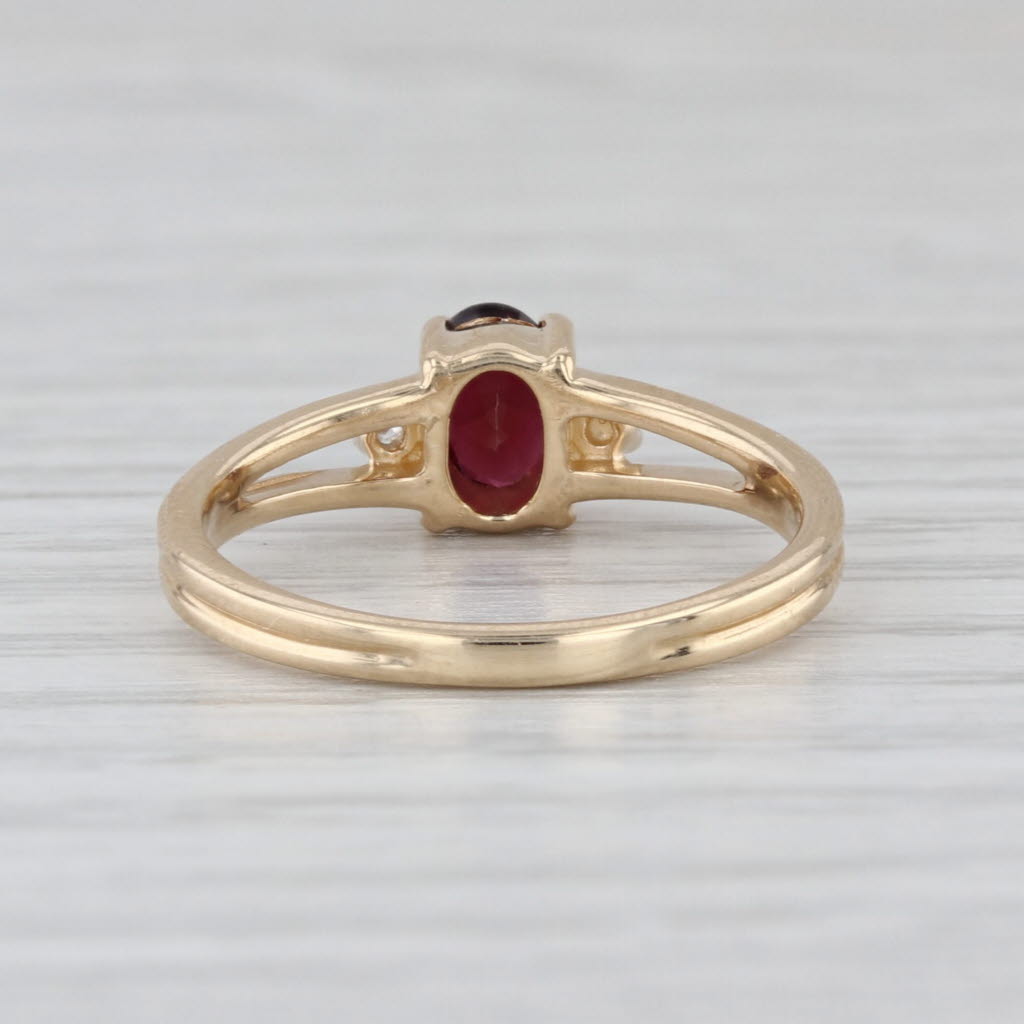 .057ctw Oval Garnet Diamond Ring 10k Yellow Gold Size 5.75