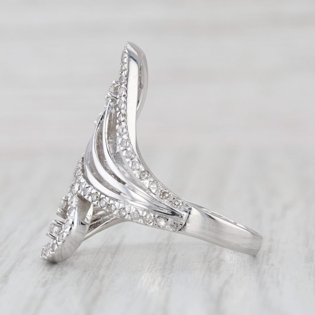 0.52ctw Diamond Shooting Stars Bypass Ring 18k White Gold Size 10 Cocktail