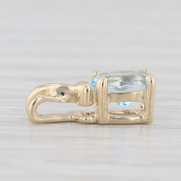 0.55ct Oval Blue Topaz Pendant 10k Yellow Gold Small Drop
