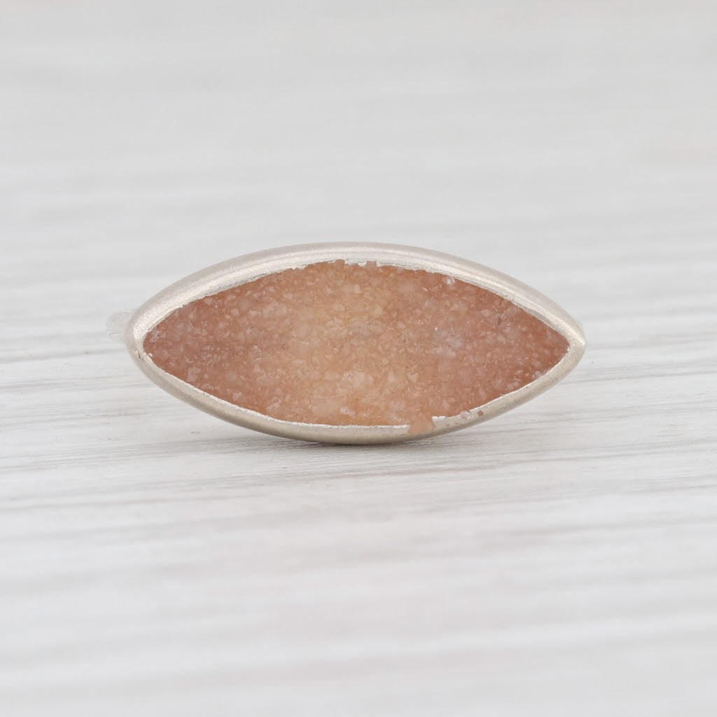 New Nina Wynn Sand Druzy Quartz Ring Sterling Silver Size 7 Statement