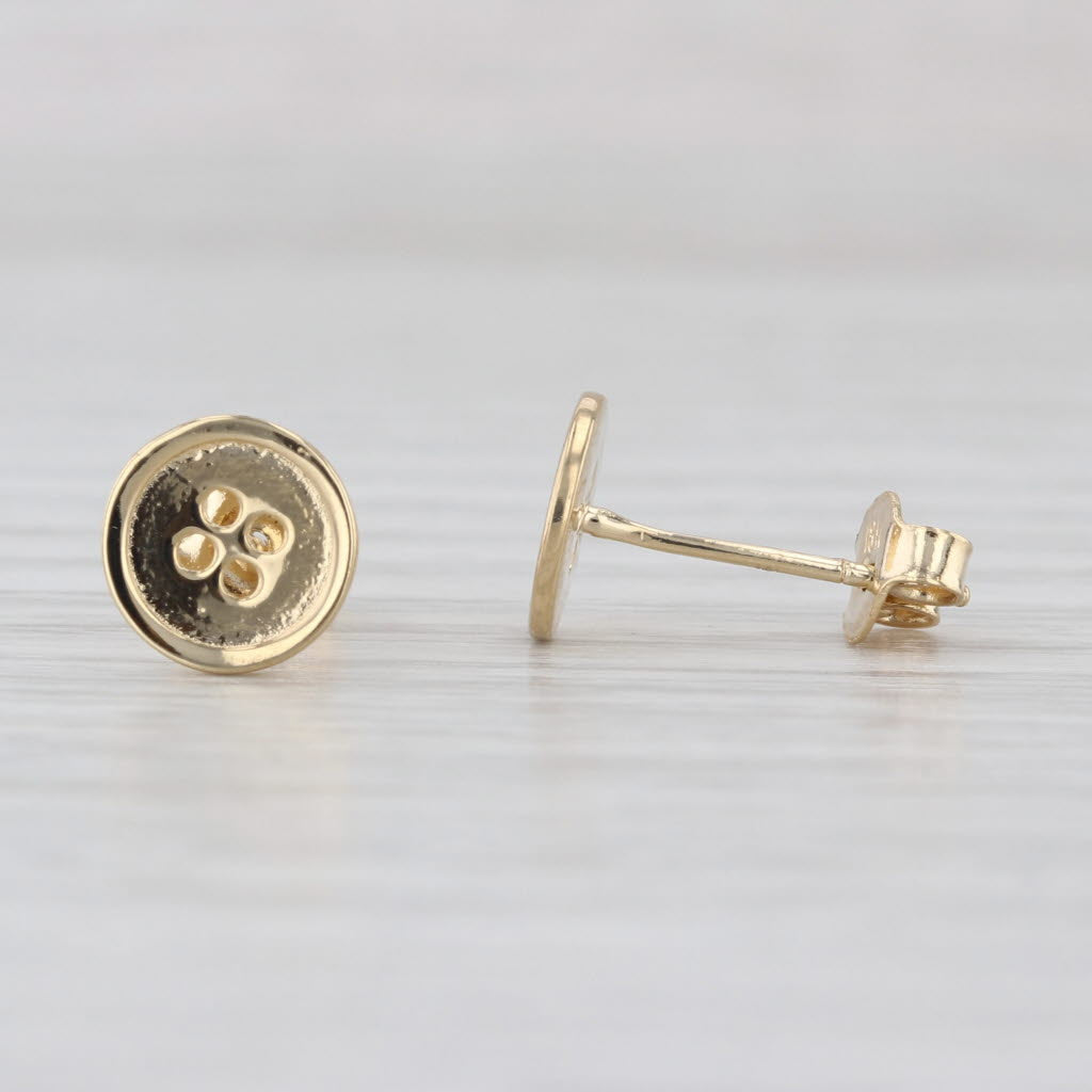 Button Stud Earrings 18k Yellow Gold Small Round Studs