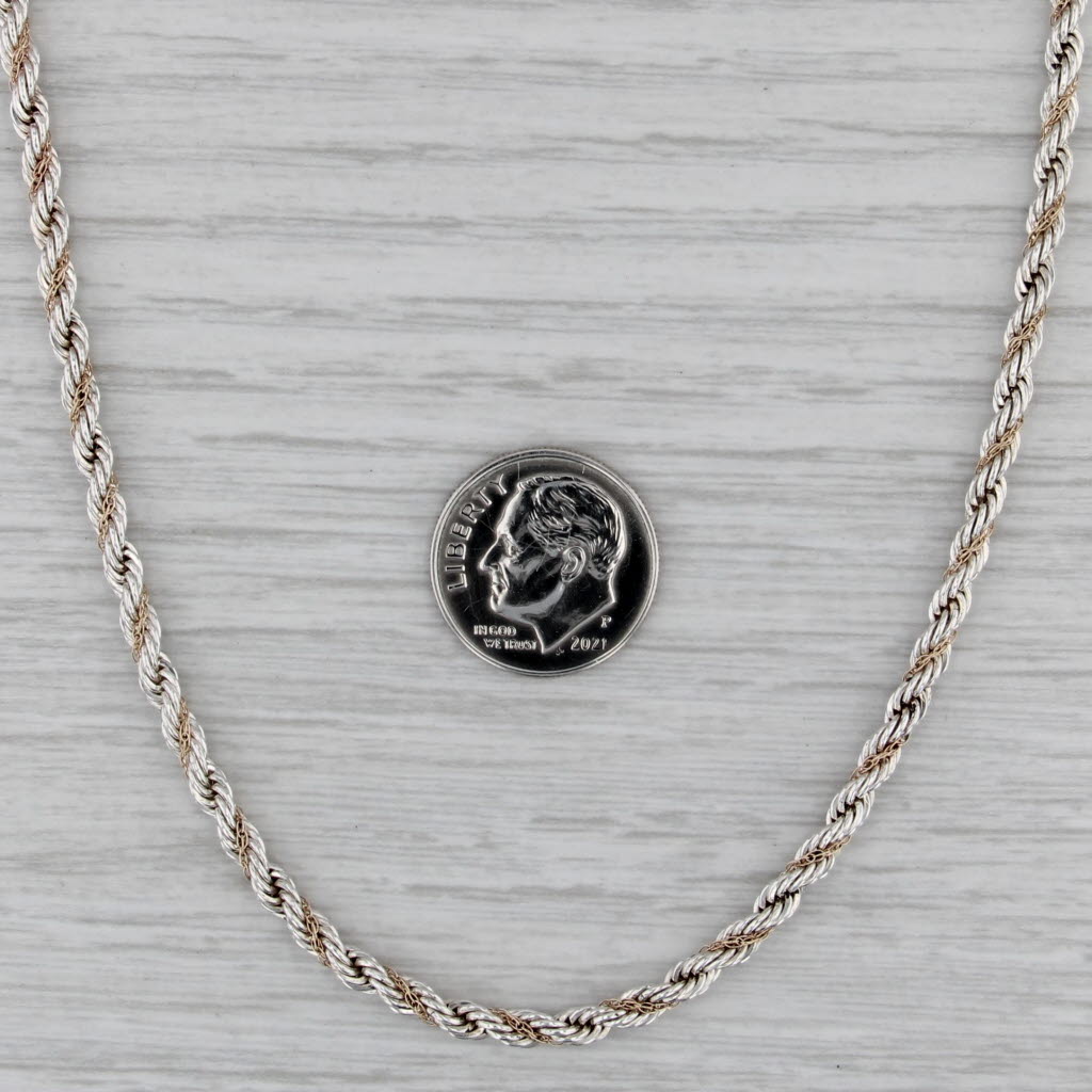 24" Rope Chain Sterling Silver 14k Yellow Gold 3mm Michael Anthony USA