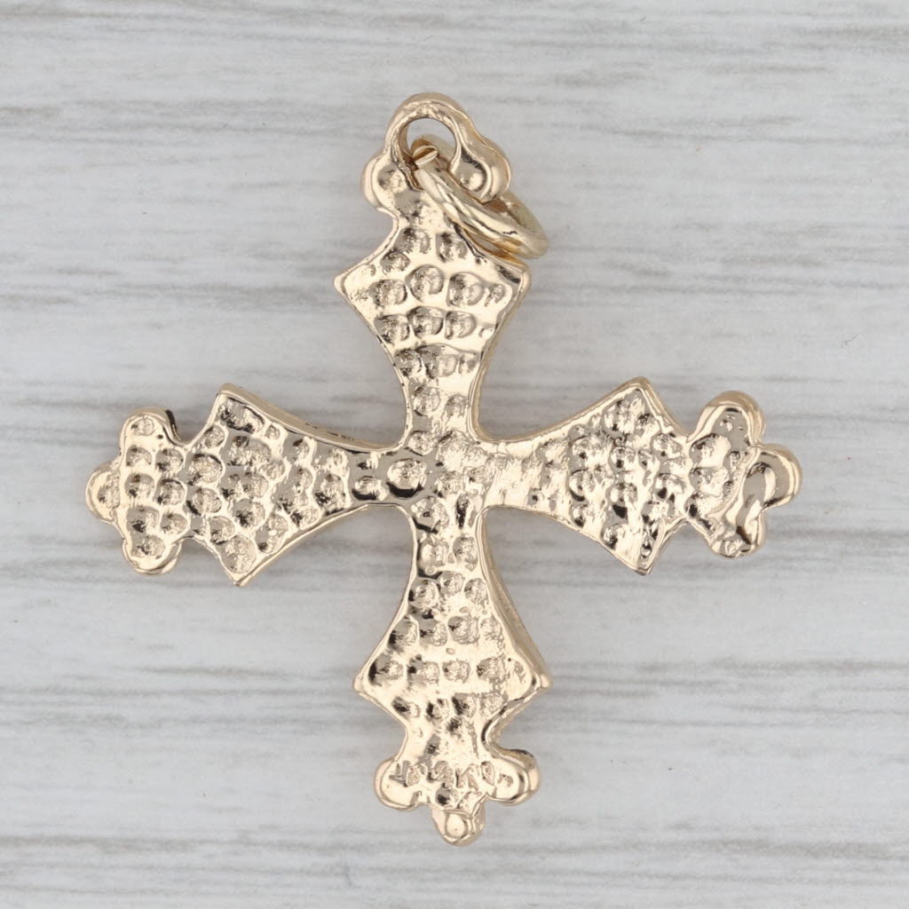 Bead Cross Pendant 14k Yellow Gold Statement