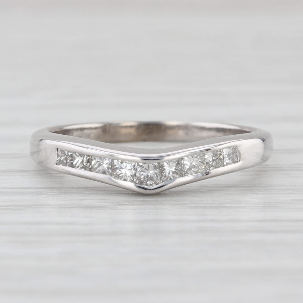 0.42ctw Diamond Contoured Wedding Band 14k White Gold Stackable Anniversary