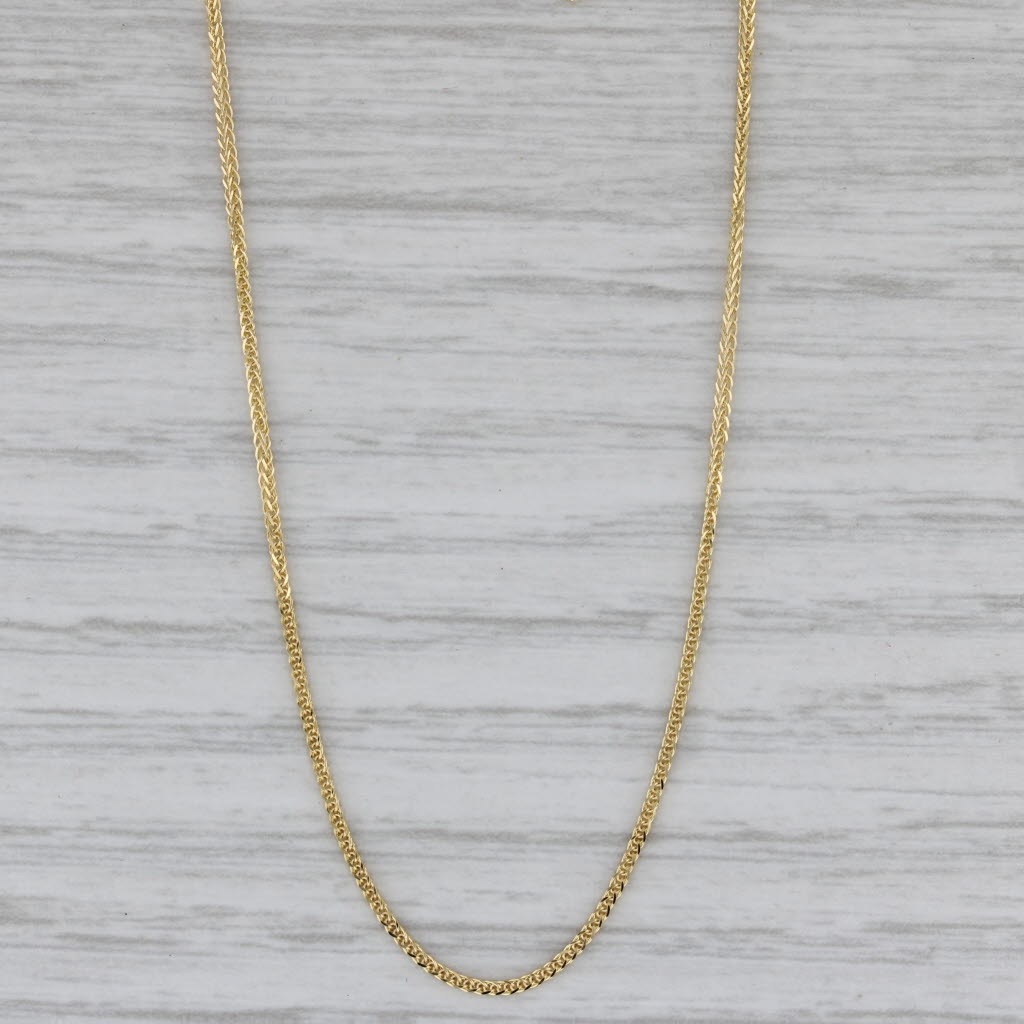 Gray Wheat Chain Necklace 14k Yellow Gold Adjustable Length Slide Bead 22" 0.6mm