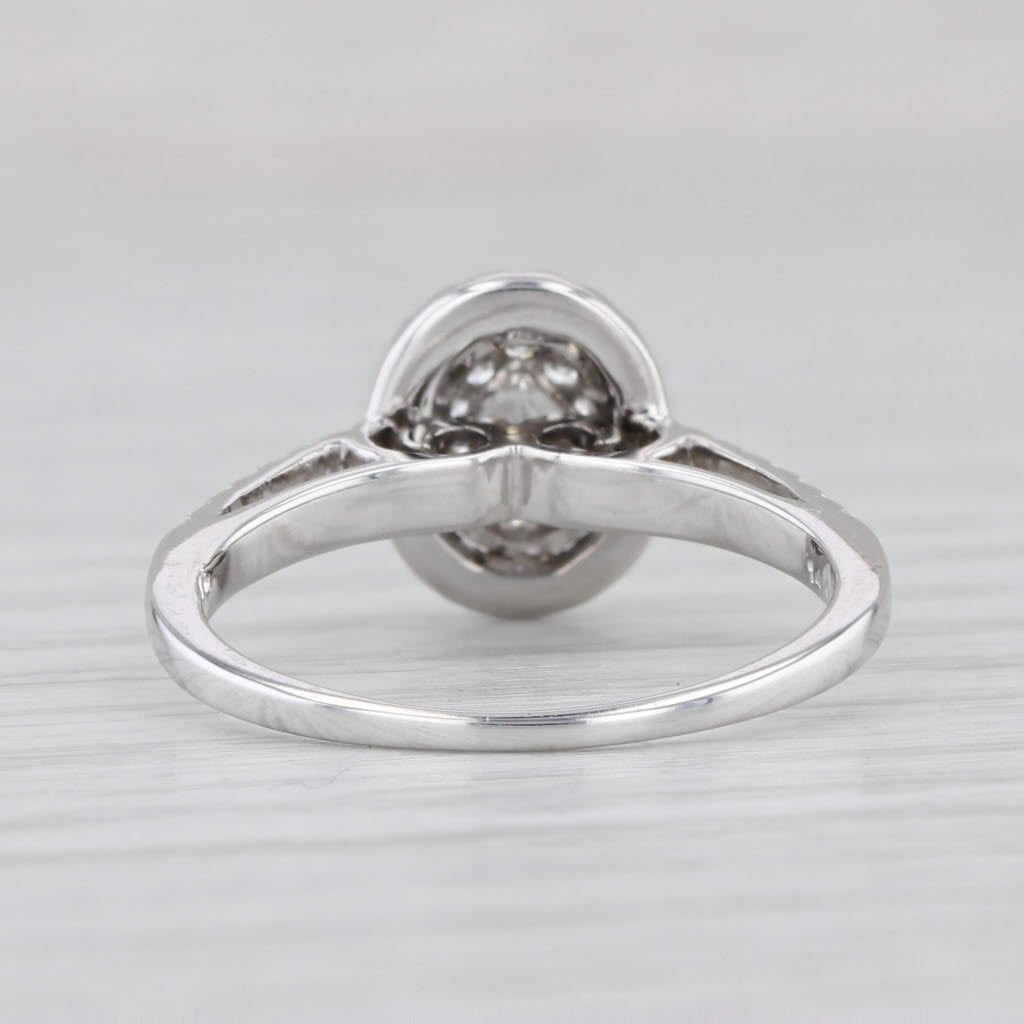 0.52ctw Diamond Halo Engagement Ring 14k White Gold Size 7 Cathedral Band
