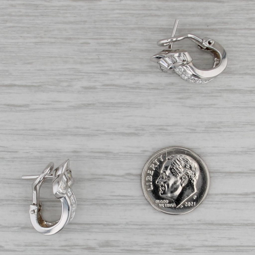 2.10ctw Diamond J-Hook Earrings 18k White Gold Omega Back Drops