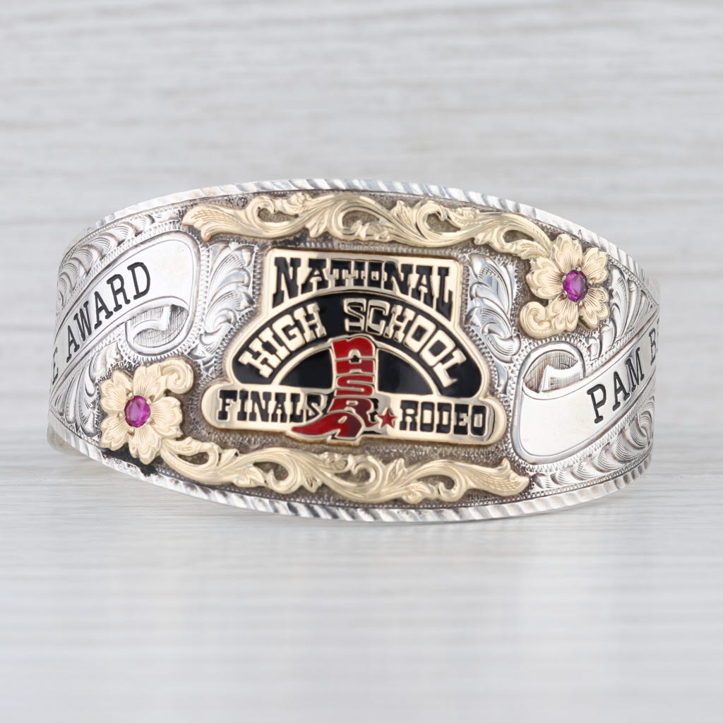 National High School Finals Rodeo Cuff Bracelet Sterling Silver Gold Filled